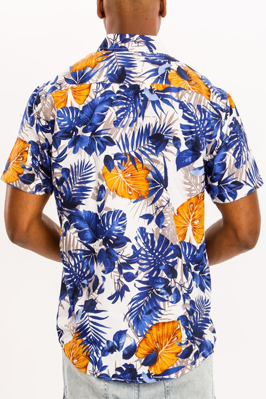 Hawaiian Print Button Down Shirt