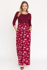 Quarter Sleeve Floral Maxi Dress