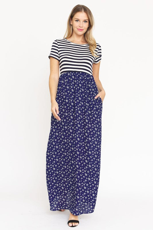 Short Sleeve Floral Maxi Dress