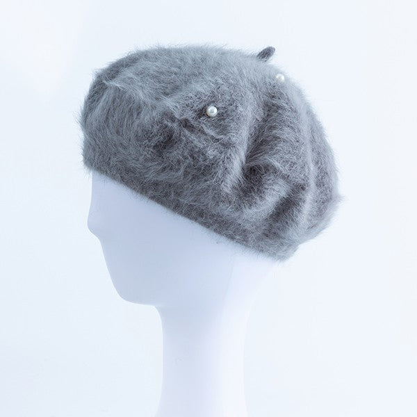 Women's Pearl Faux Fur Fashion Beret