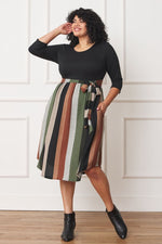 Plus Quarter Sleeve, Stripe Sash Midi Dress