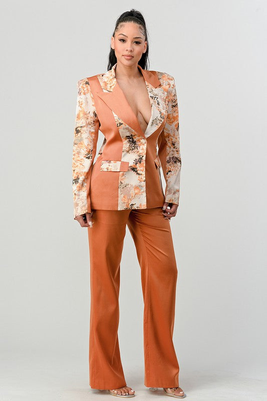 Athina Women's Transition Print Blazer and Pant Suit