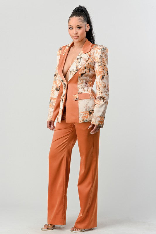 Athina Women's Transition Print Blazer and Pant Suit