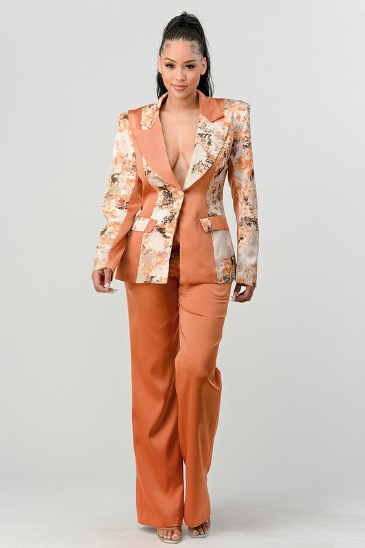 Athina Women's Transition Print Blazer and Pant Suit