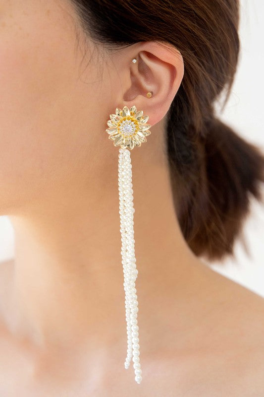 Dandelion Pearl Drop Earrings