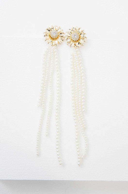 Dandelion Pearl Drop Earrings