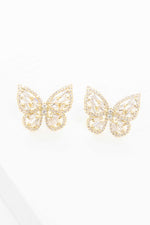 Crystal Butterfly Earrings Gold