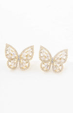 Crystal Butterfly Earrings Gold