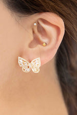 Crystal Butterfly Earrings Gold