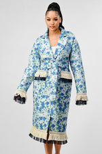 Athina Floral Print Tassle Trench Coat