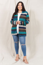 Stripe Elbow Patch Cardigan