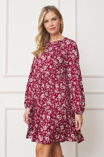 Women's Floral Crew Neck Midi Dress