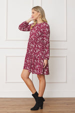 Women's Floral Crew Neck Midi Dress