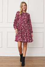 Women's Floral Crew Neck Midi Dress