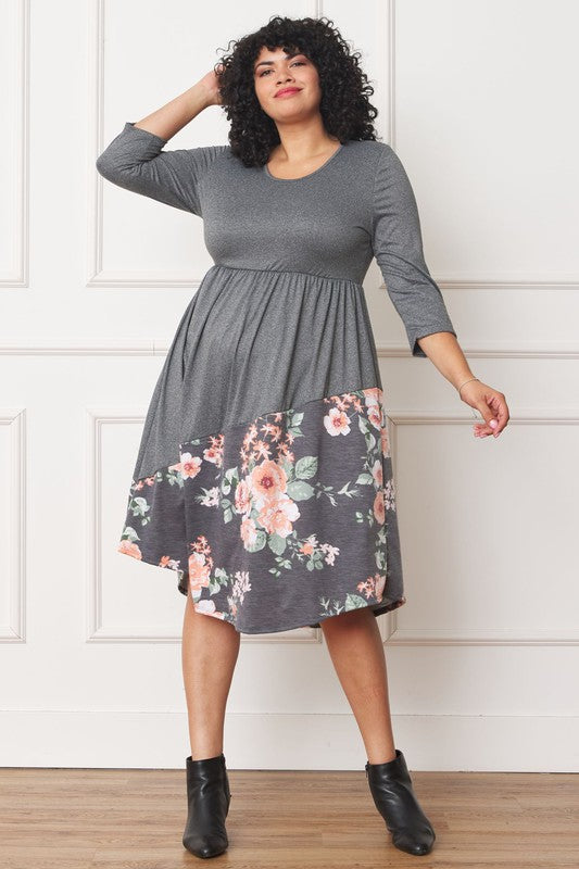 Women's Plus Size Asymmetrical Accent Midi Dress