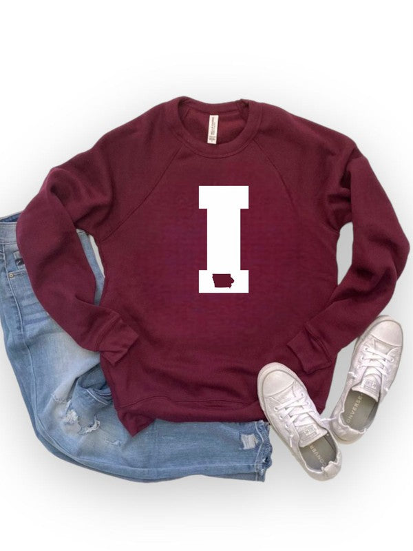 Big I Iowa Premium Bella Canvas Sweatshirt