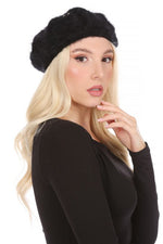 Women's Rhinestone Faux Fur Beret