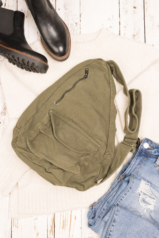 Women's Oversized Canvas Sling Bag