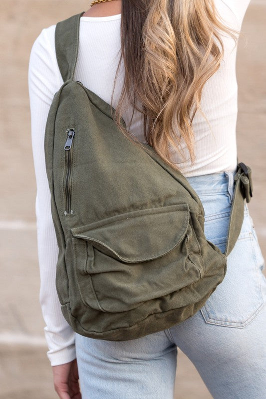 Women's Oversized Canvas Sling Bag