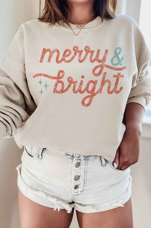 Women's Merry and Bright Christmas Sweatshirt Plus Size