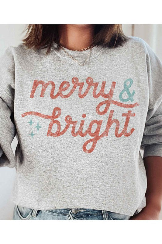 Women's Merry and Bright Christmas Sweatshirt Plus Size