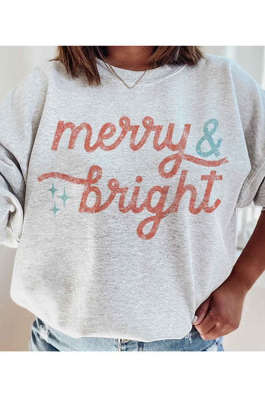 Women's Merry and Bright Christmas Sweatshirt Plus Size