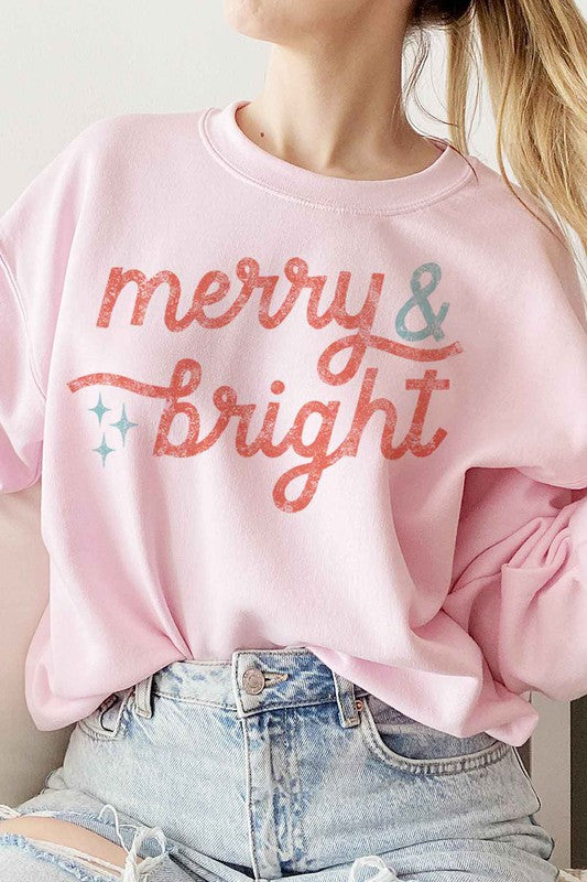 Women's Merry and Bright Christmas Sweatshirt Plus Size