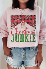 Christmas Junkie Graphic Plus Size Sweatshirt