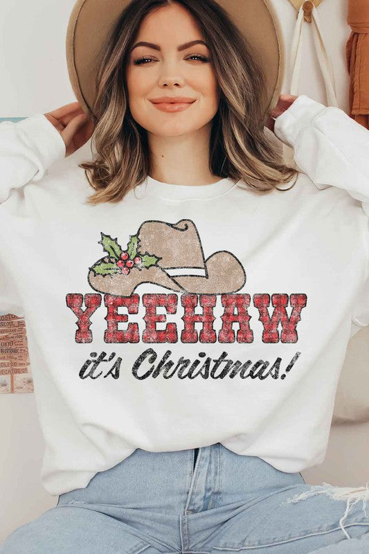 Yeehaw Country Christmas Plus Size Sweatshirt