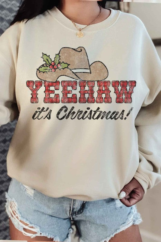 Yeehaw Country Christmas Plus Size Sweatshirt