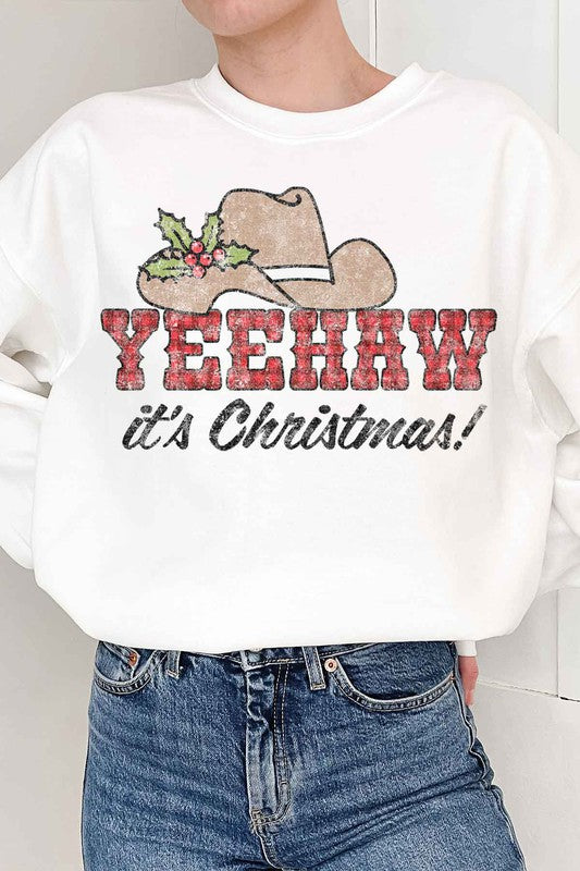 Yeehaw Country Christmas Plus Size Sweatshirt