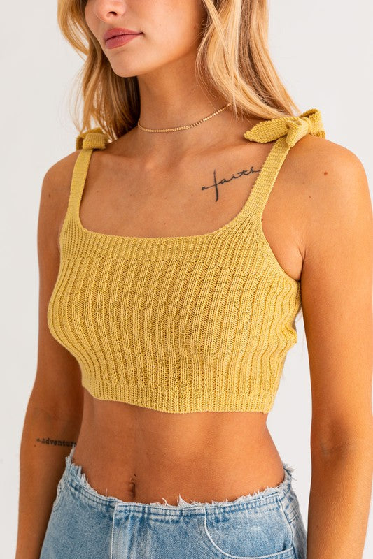 LE LIS Shoulder Tie Knit Tank