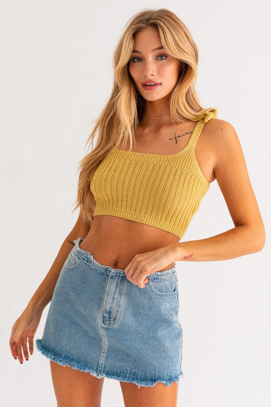 LE LIS Shoulder Tie Knit Tank