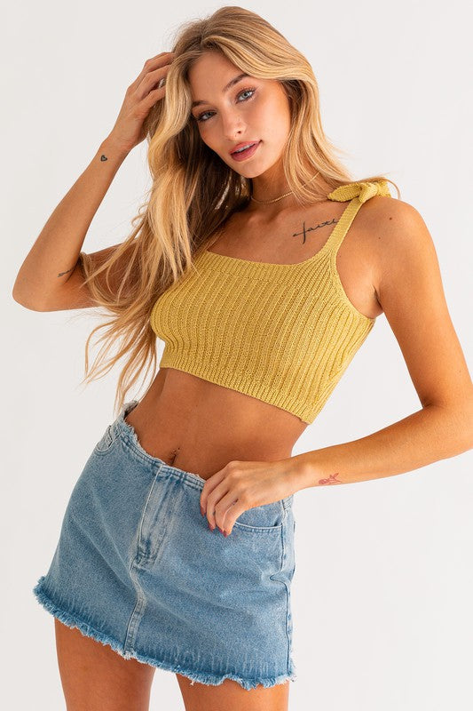 LE LIS Shoulder Tie Knit Tank