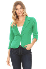 Women's Solid Color Waist Length Blazer