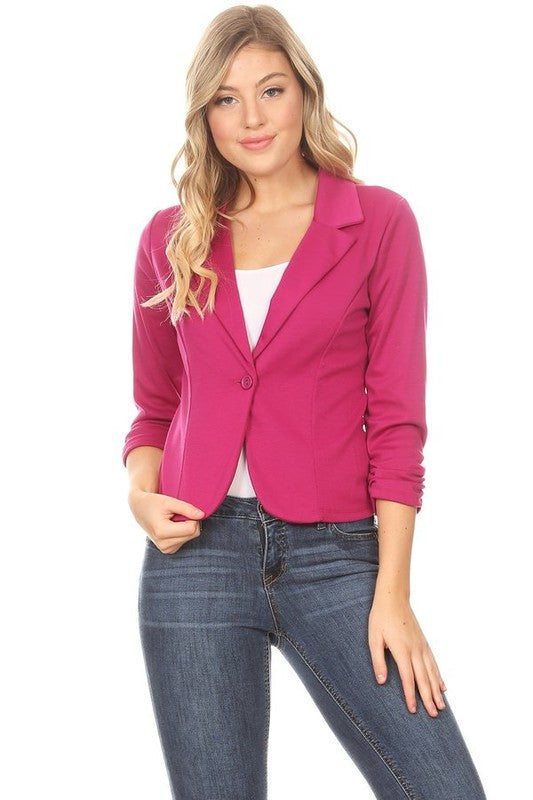 Women's Solid Color Waist Length Blazer