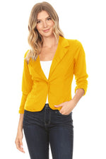 Women's Solid Color Waist Length Blazer