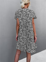 Women's Floral Short Sleeve V Neck Midi Length Dress