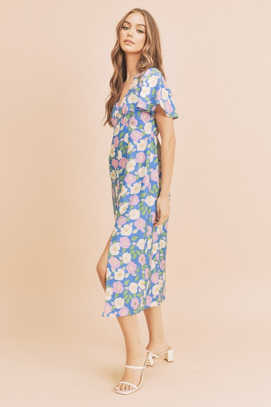 Inessa Women's Floral Printed Gorgeous Midi Dress