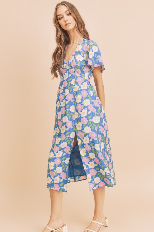 Inessa Women's Floral Printed Gorgeous Midi Dress