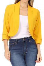 Women's Solid Color Waist Length Collarless Blazer Style Cardigan