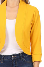 Women's Solid Color Waist Length Collarless Blazer Style Cardigan