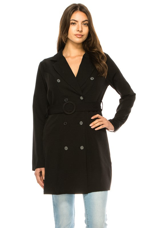 Women's Stylish Buttoned Formal Long Blazer