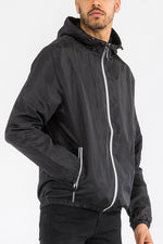 Men's Solid Hooded LIghtweight Windbreker Jacket