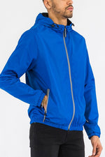 Men's Solid Hooded LIghtweight Windbreker Jacket