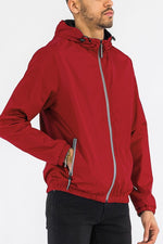 Men's Solid Hooded LIghtweight Windbreker Jacket