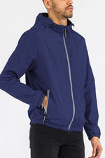 Men's Solid Hooded LIghtweight Windbreker Jacket