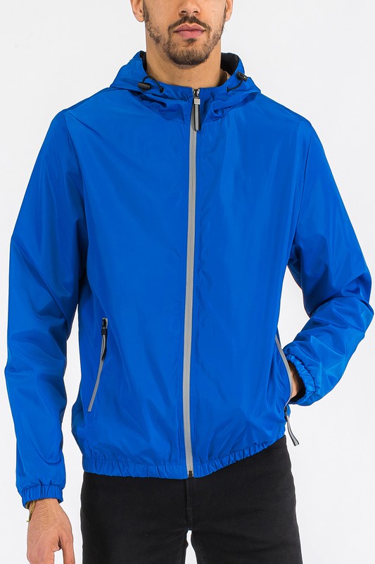 Men's Solid Hooded LIghtweight Windbreker Jacket