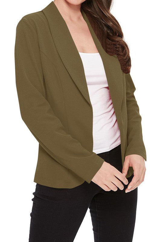 Women's Open Front Long Sleeves Casual Fitted Style Blazer