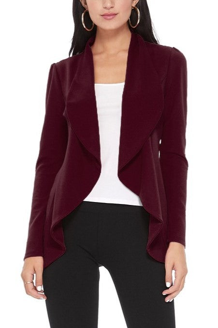 Women's Solid Color Waist Length Blazer